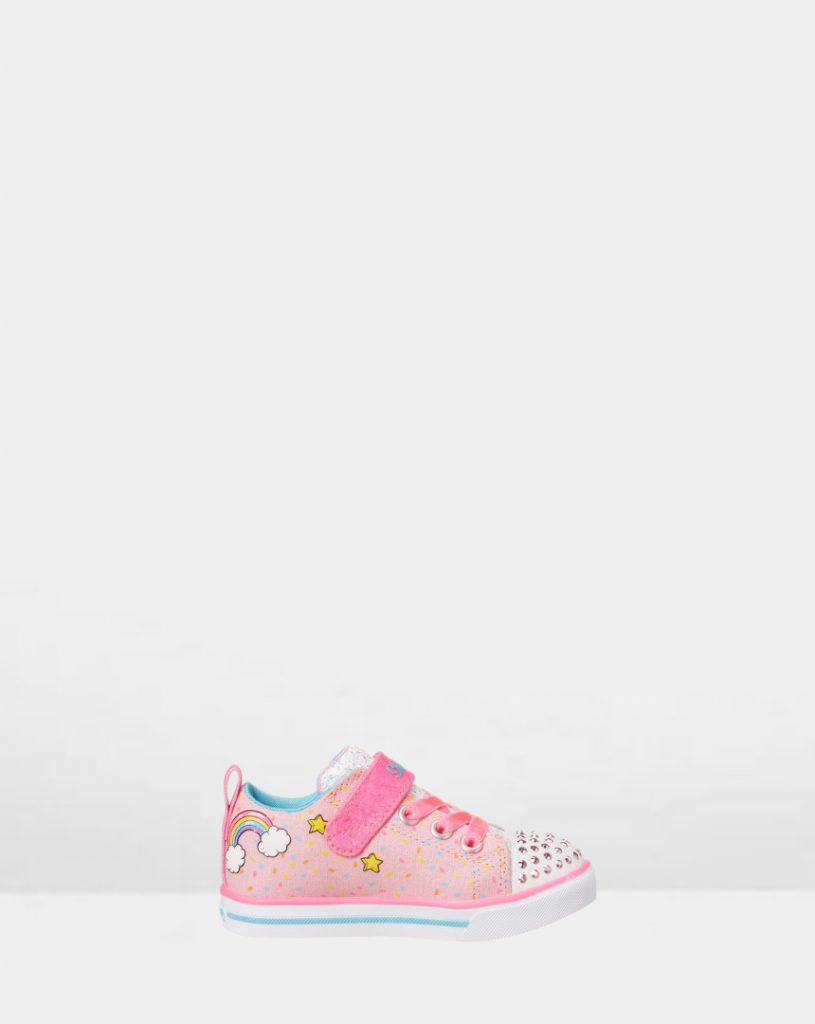 Skechers Girls Shuffles-Sparkle Lite Sneaker, Light Pink/Multi, 8 Toddler
