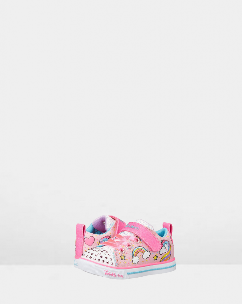 Skechers Girls Shuffles-Sparkle Lite Sneaker, Light Pink/Multi, 8 Toddler