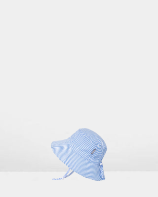 JAN & JUL GRO-with-Me Adjustable Bucket Hats for Baby Toddler Kids, 50+ UPF Sun Protection, Blue Stripes, 6-24 Months