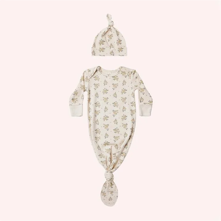 Knotted Baby Gown & Hat Set - Daisy Fields